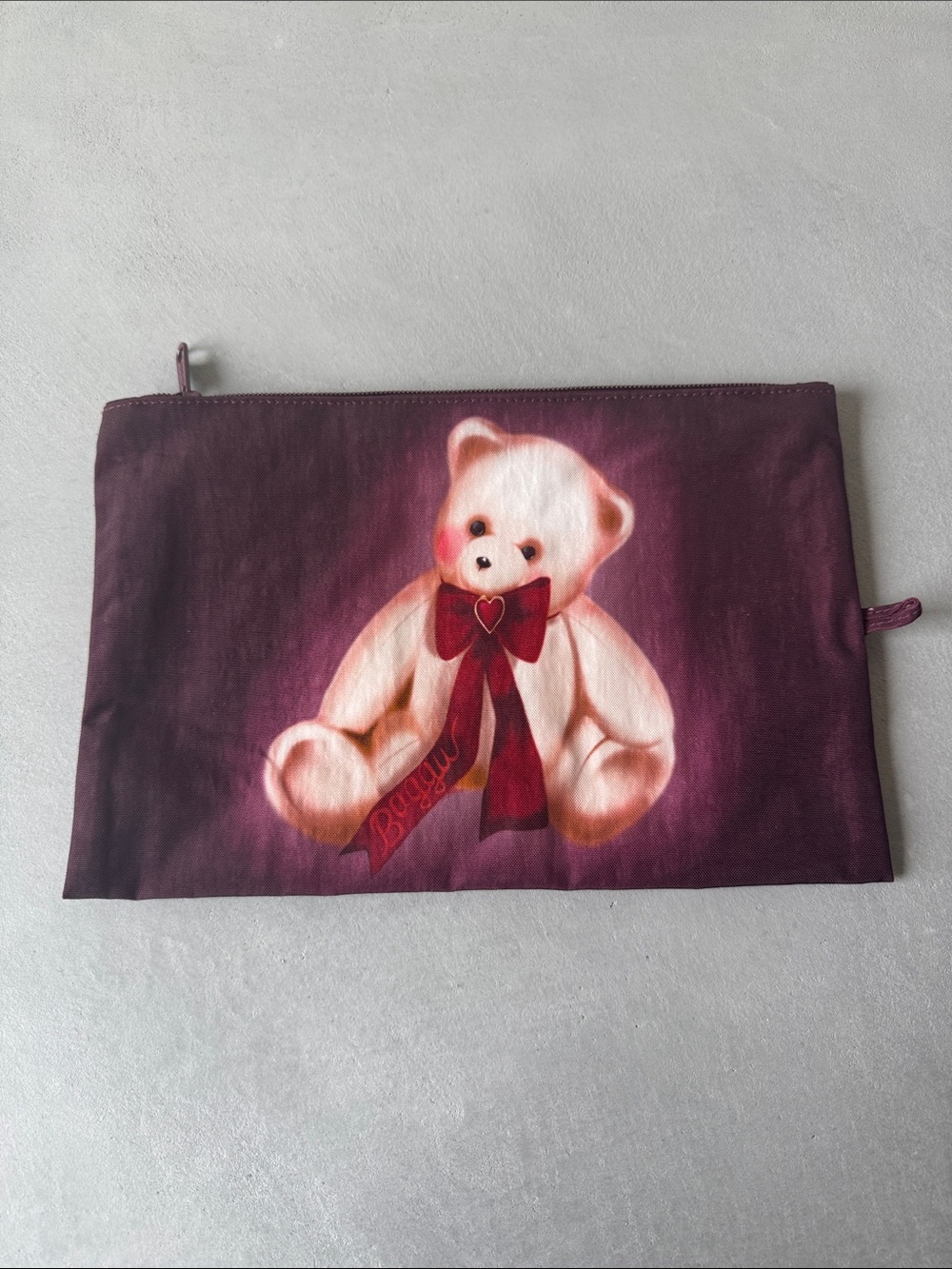 nwot baggu flat pouch large 7” x 10.5” teddy bear